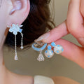 Korean Style Copper Zircon Heart Drop Earrings Brushed Light Luxury Fashion Jewelry view 2