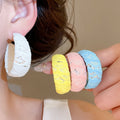 Sweet Summer C-Shaped Chiffon Wrapped Iron Stud Earrings With Silver Pin Cookie Design view 1