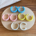 Sweet Summer C-Shaped Chiffon Wrapped Iron Stud Earrings With Silver Pin Cookie Design view 4
