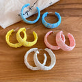 Sweet Summer C-Shaped Chiffon Wrapped Iron Stud Earrings With Silver Pin Cookie Design view 2