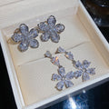 Light Luxury Copper Zircon Flower Ear Clip And Stud Jewelry Set, Sparkling Fashion Earrings view 1