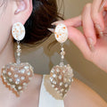 Rhinestone Inlaid Resin Heart Stud Earrings Dopamine Sweet Niche Unique Design Jewelry view 3
