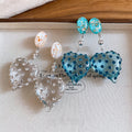 Rhinestone Inlaid Resin Heart Stud Earrings Dopamine Sweet Niche Unique Design Jewelry view 2
