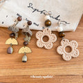 French Vintage Geometric Round Wood Pendant Drop Earrings Ethnic Forest Style Statement Jewelry view 2