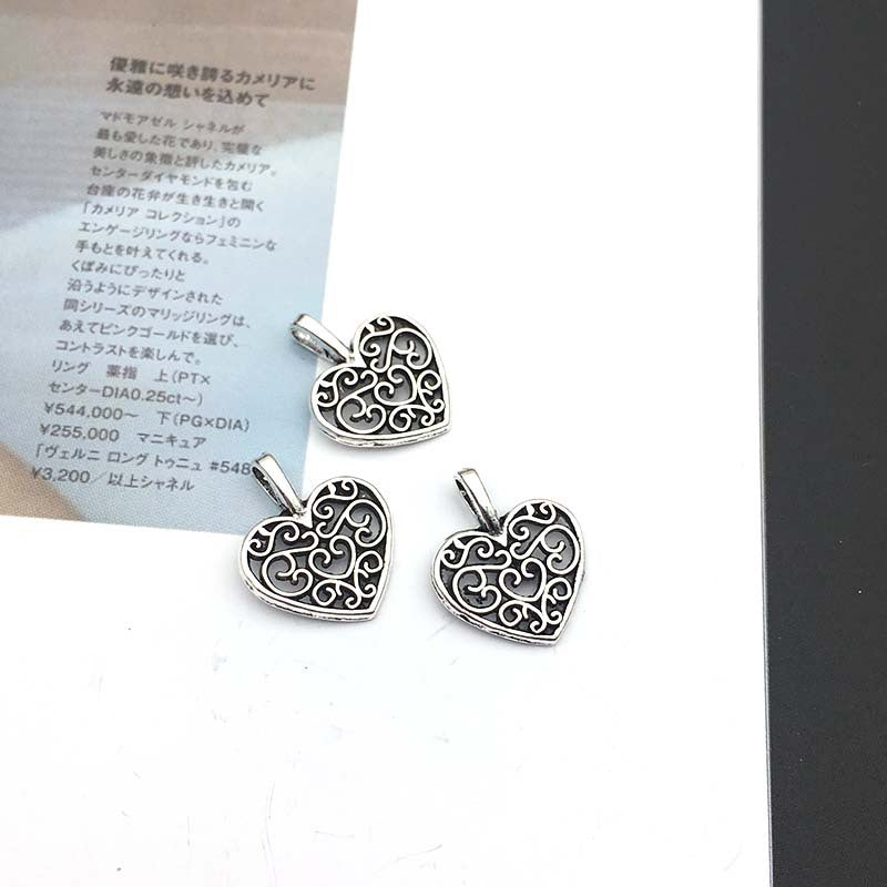 0.6g Antique Bronze Silver Gold Zinc Alloy Heart Charm Pendant for DIY Necklace Jewelry
