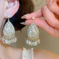 Resin Crystal Teardrop Flower Drop Earrings With Silver Needle Bohemian Ethnic Style view 4