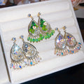 Resin Crystal Teardrop Flower Drop Earrings With Silver Needle Bohemian Ethnic Style view 3