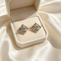 Luxury Diamond Shape Rhinestone Zircon Sequin Tassel Studs Elegant French Vintage Women Earrings view 4