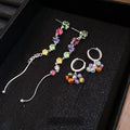 2026 New Copper Round Zircon Beaded Drop Earrings Summer Dopamine Geometric Fashion OL Jewelry view 1