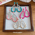 Bohemian Ethnic Waterdrop Resin Stone Stud Earrings With Silver Pins And Rhinestone Accents view 2