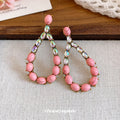 Bohemian Ethnic Waterdrop Resin Stone Stud Earrings With Silver Pins And Rhinestone Accents view 4