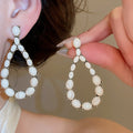 Bohemian Ethnic Waterdrop Resin Stone Stud Earrings With Silver Pins And Rhinestone Accents view 3