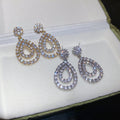 Light Luxury Copper Teardrop Zircon Stud Earrings, Sparkling Elegant Designer Jewelry view 3