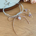 Sweet Ballet Bow Beaded Pearl Necklace And Stud Earrings Jewelry Set With Crystal Flower Accents view 4
