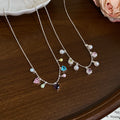 2026 Summer Dopamine Zircon Pearl Beaded Copper Geometric Choker Necklace Old Money Minimalist Style view 2