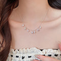 2026 Summer Dopamine Zircon Pearl Beaded Copper Geometric Choker Necklace Old Money Minimalist Style view 3