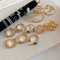 Modern Minimalist Alloy Jewelry Set With Irregular Geometric Enamel Open Rings view 3