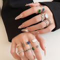 Modern Minimalist Alloy Jewelry Set With Irregular Geometric Enamel Open Rings view 2