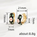 French Retro Enamel Hoop Earrings Colorful Flower Chinese Style Small Sweet Earrings For Women view 4