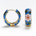 French Retro Enamel Hoop Earrings Colorful Flower Chinese Style Small Sweet Earrings For Women view 2
