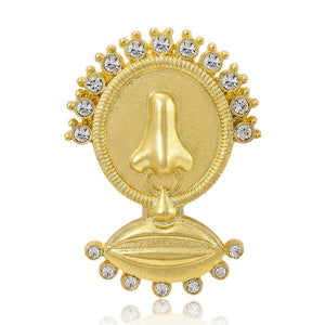 Matte Gold Alloy Nose And Mouth Brooch Pin For Suits