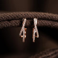 Small Commuter Hoop Earrings With Fashion Line Design And Micro Pave Zircon Detail view 2