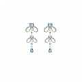 Korean Sweet Alloy Rhinestone Heart Waterdrop Stud Earrings Light Luxury Ocean Blue Style view 5