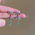 Korean Sweet Alloy Rhinestone Heart Waterdrop Stud Earrings Light Luxury Ocean Blue Style view 2