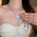 European And American Copper Enamel Flower Necklace Bracelet Jewelry Set Korean Style Sweet Elegant Accessory view 1