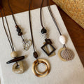 Summer Resin Geometric Round Square Pendant Necklace Minimalist Casual Collarbone Jewelry view 2