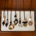 Summer Resin Geometric Round Square Pendant Necklace Minimalist Casual Collarbone Jewelry view 4