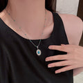 Light Luxury Geometric Zircon Mother Of Pearl Pendant Copper Necklace For Women view 3