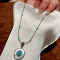 Light Luxury Geometric Zircon Mother Of Pearl Pendant Copper Necklace For Women view 2