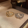 18K Gold Plated Copper Zircon Eight Point Star Open Ring For Women Trendy Statement Jewelry view 3