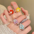 Dopamine Color Resin Flower Ring For Women view 3
