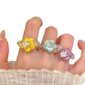 Dopamine Color Resin Flower Ring For Women view 5