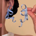 Sweet Ballet Style Fabric Ribbon Bow Stud Earrings For Women, Fashion Designer Ear Jewelry view 1