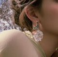 Luxury Copper Leaf Teardrop Zircon Drop Earrings Sparkling Fashion Statement Jewelry view 2
