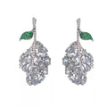 Luxury Copper Leaf Teardrop Zircon Drop Earrings Sparkling Fashion Statement Jewelry view 5