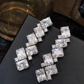 Micro Pave Zircon Drop Earrings For Women, Elegant Banquet Dress Accessories For Festivals view 2