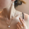 Elegant Pearl Drop Pendant Alloy Hook Necklace Set For Women Minimalist Luxury Collarbone Earrings view 1