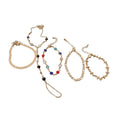 Glass Crystal Beaded Chain Bracelet Jewelry Set For Women Retro Geometric Luxury Style view 5
