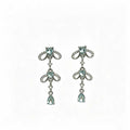 Elegant Blue Crystal Bowknot Waterdrop Tassel Alloy Rhinestone Long Dangle Fashion Earrings view 5