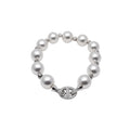 French Vintage Rhinestone Faux Pearl Geometric Round Bangle for Elegant Office Style view 5