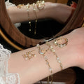 2026 Korean Style Faux Pearl Zircon Bow Star Bangle Light Luxury Minimalist Bracelet view 4