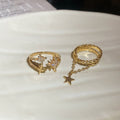 18K Gold Plated Copper Zircon Star Double Layer Open Ring For Women, Versatile Niche Design view 4
