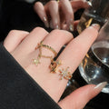 18K Gold Plated Copper Zircon Star Double Layer Open Ring For Women, Versatile Niche Design view 1