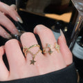 18K Gold Plated Copper Zircon Star Double Layer Open Ring For Women, Versatile Niche Design view 3