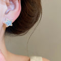 Glass Crystal Star Stud Earrings For Women, Minimalist French Commuter Fashion Jewelry view 3