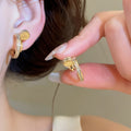 18K Gold Plated Copper Zircon Round Clip-on Earrings Vintage Light Luxury Ear Cuffs view 4